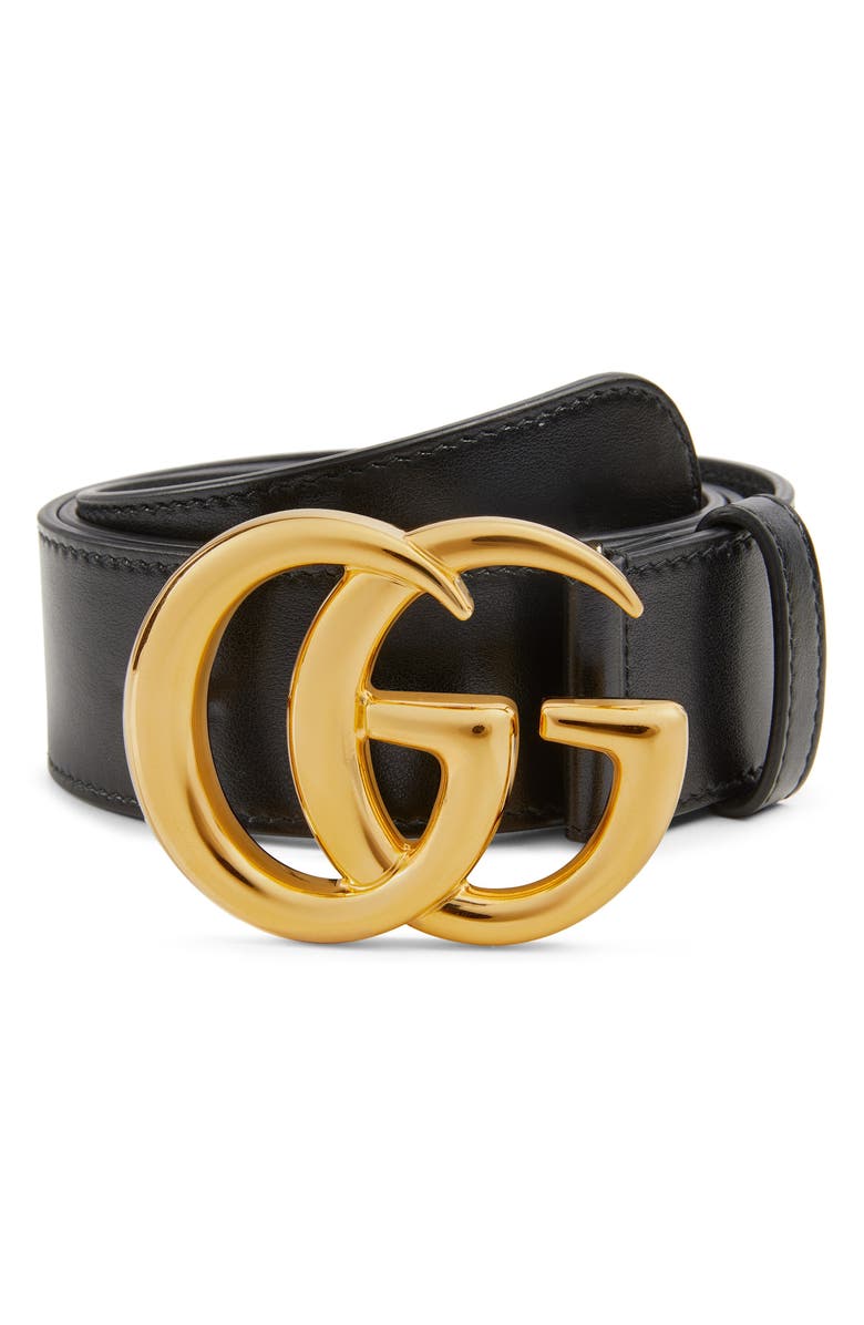 Gucci GG Logo Buckle Leather Belt, Main, color, 