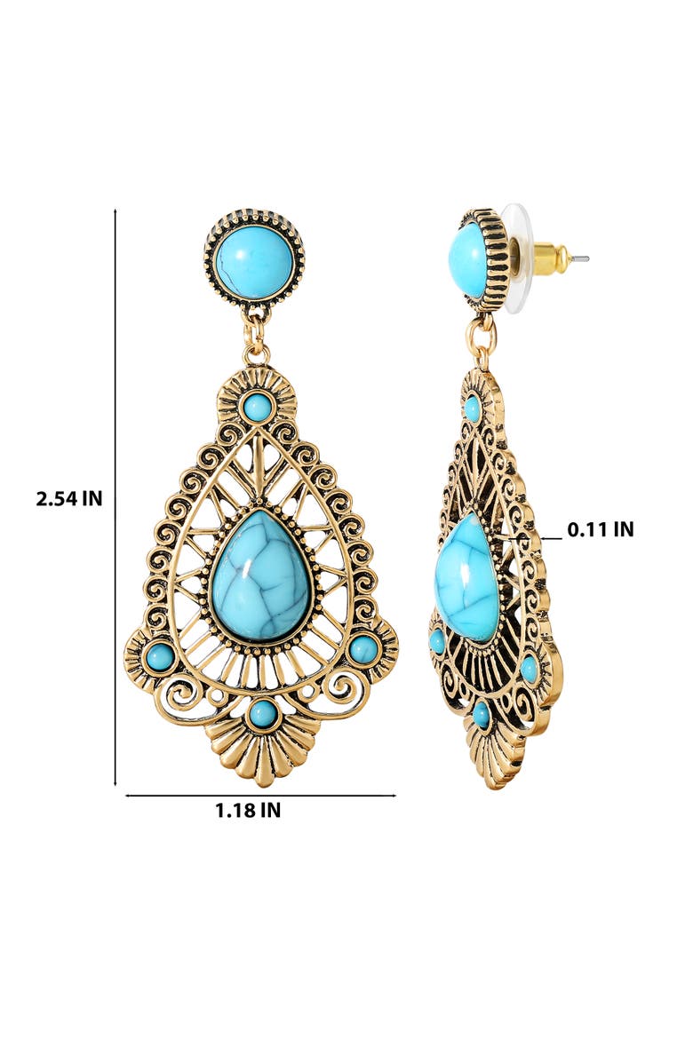 Stone Filigree Earrings, Alternate, color, Gold, turquoise