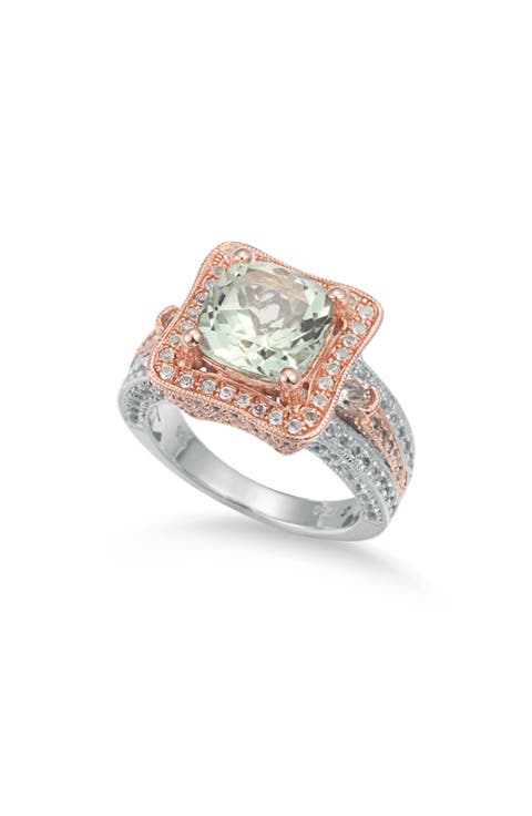 Green & White Topaz Two-Tone Ring
