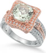 SUZY LEVIAN Green & White Topaz Two-Tone Ring