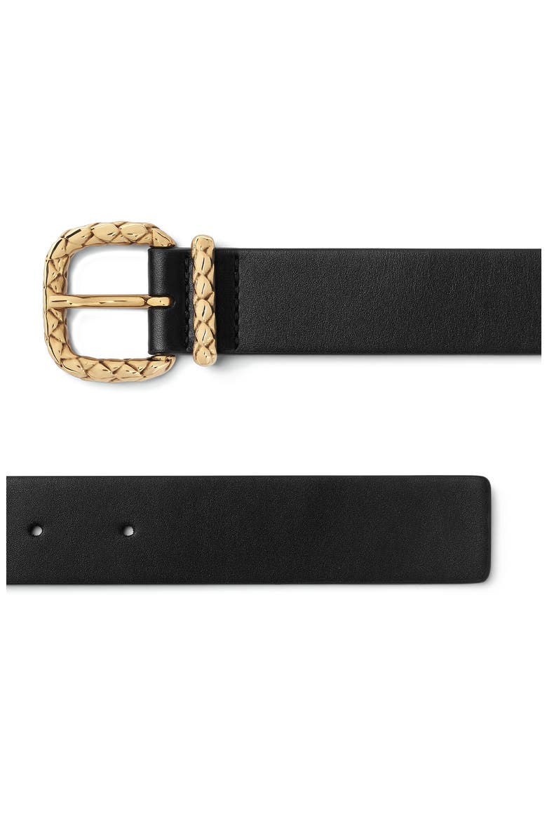 Coaxial Leather Belt, Alternate, color, BLACK/ BRASS
