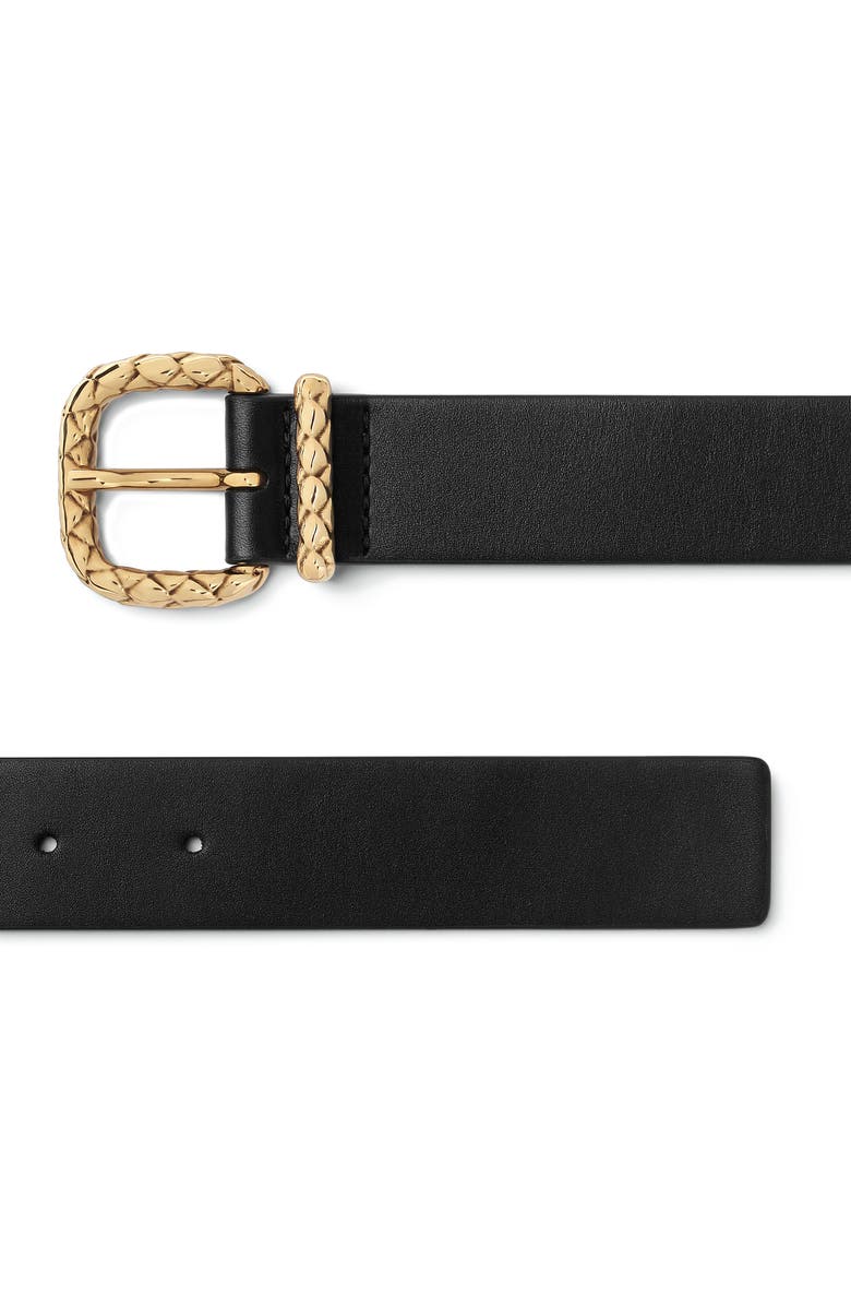 Bottega Veneta Coaxial Leather Belt, Alternate, color, Black/ Brass