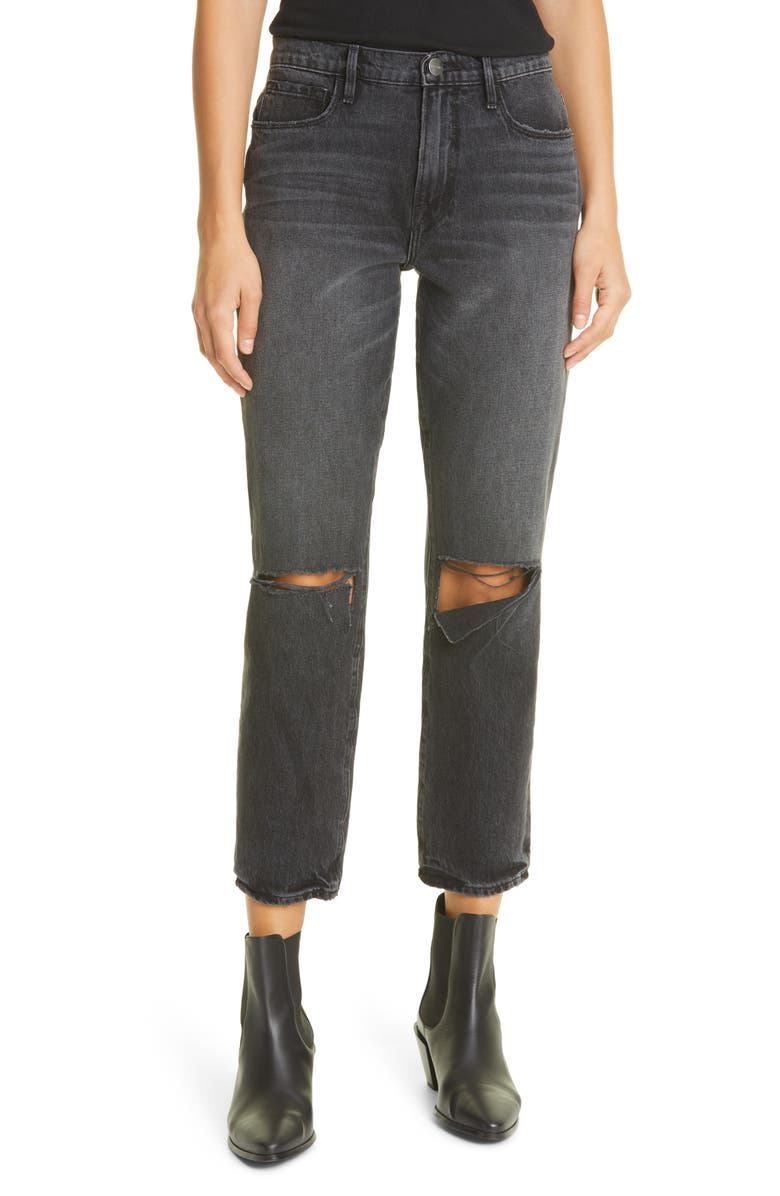 FRAME Le Sylvie Ripped High Waist Straight Leg Jeans, Main, color,