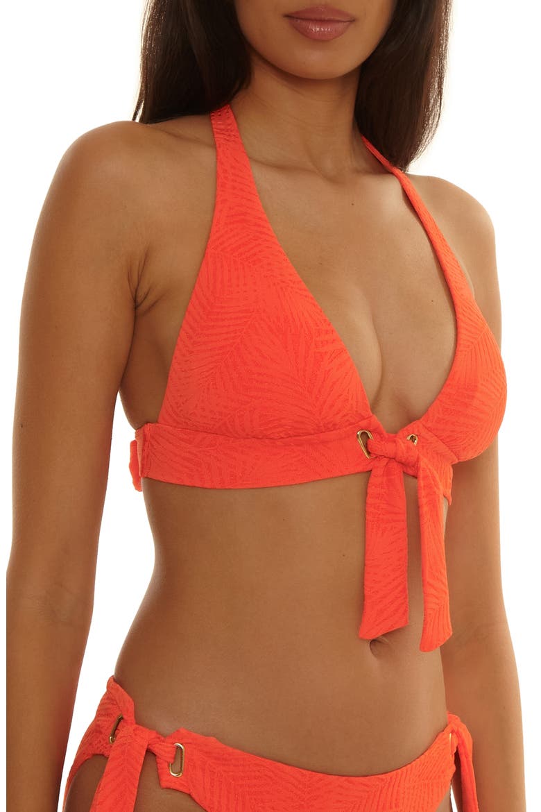 Golden Oasis Jacquard Bikini Top, Alternate, color, HEAT