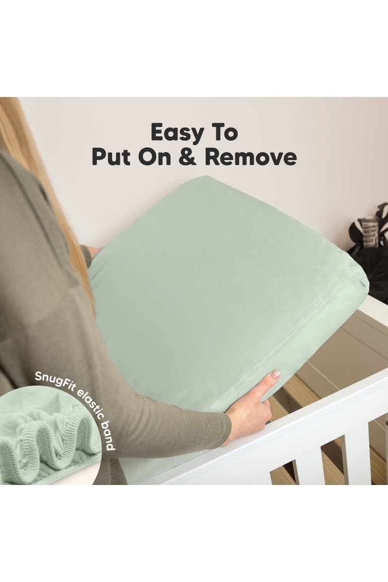 Soothe Fitted Crib Sheet, Alternate, color, Sage