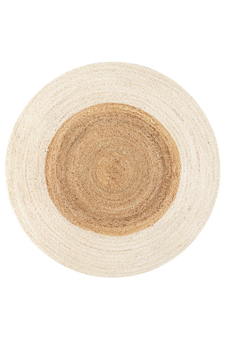 Oceana Two-Tone Boho Jute Circle Round Area Rug, Main, color, Cream/Natural