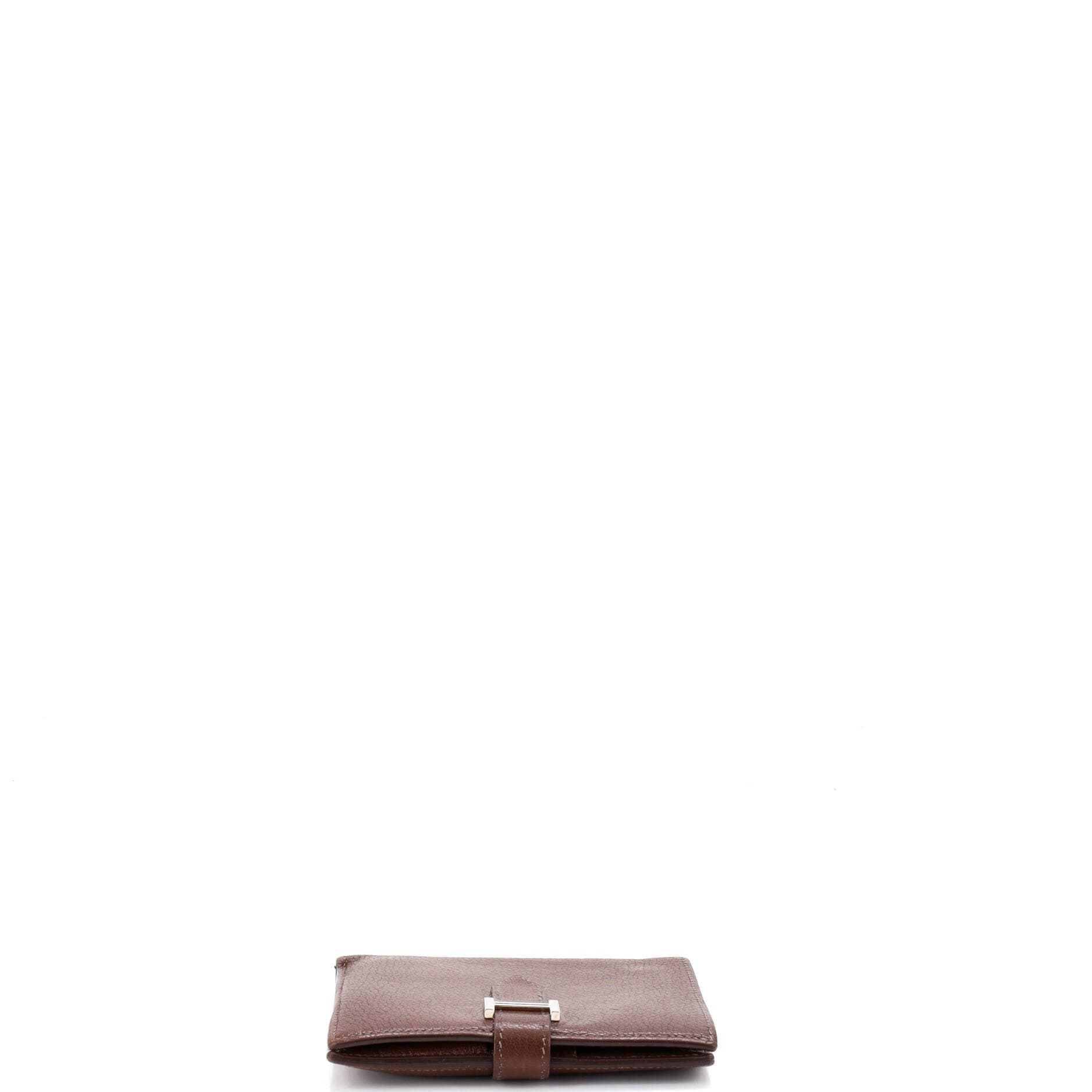 Pre-Owned Hermes Bearn Wallet Tadelakt Compact, Alternate, color, Marron Fonce