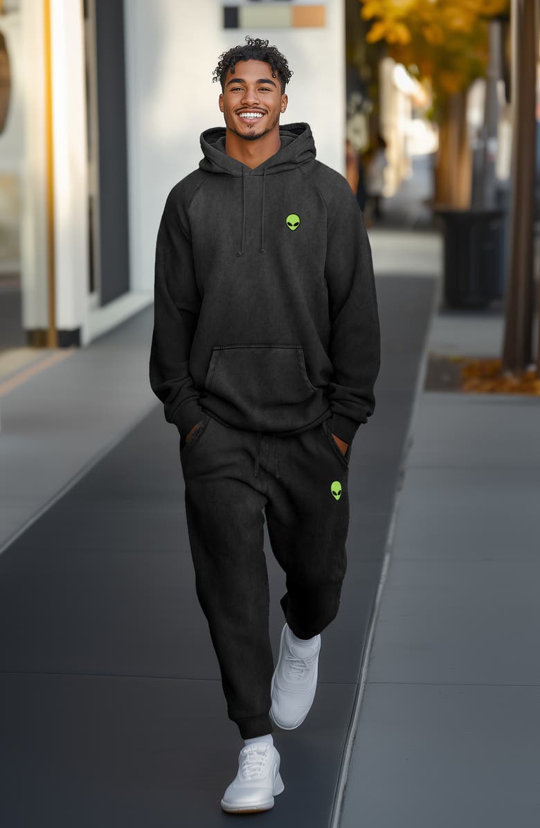 Dalix Alien Washed Sweatsuit, Alternate, color, Black