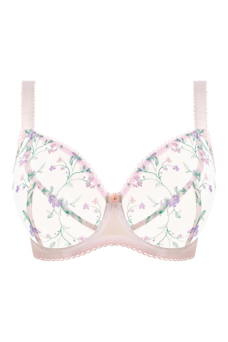 Love Crush Sheer Embroidered Lace Underwire Plunge Bra, Alternate, color, WHITE HAZE