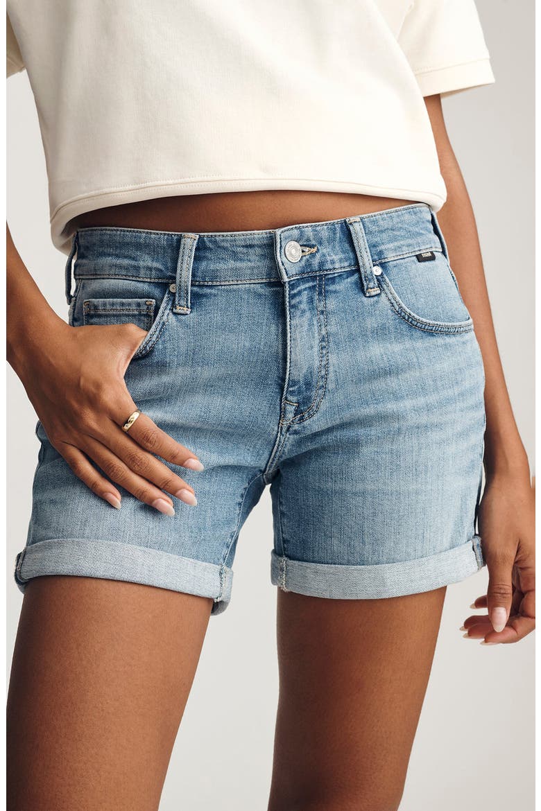 Julia Cuffed Denim Shorts, Alternate, color, LIGHT BRUSHED FLEX BLUE