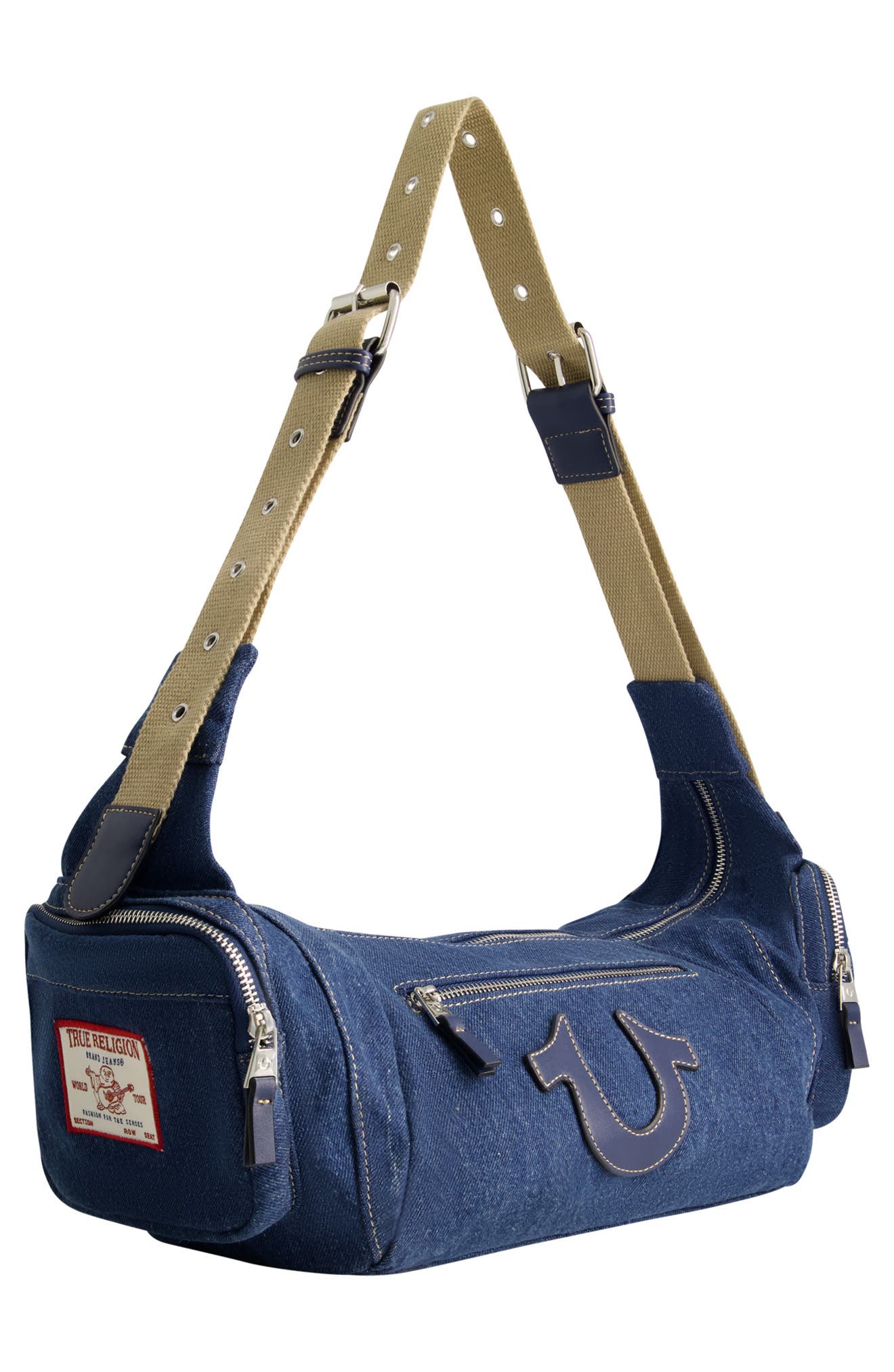 True Religion Horseshoe Patch Shoulder Bag, Alternate, color, Dark Denim