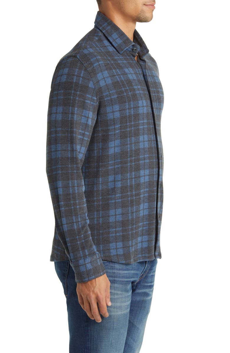 Stone Rose Lumberjack Plaid Wrinkle Resistant Tech Fleece Button-Up Shirt, Alternate, color,