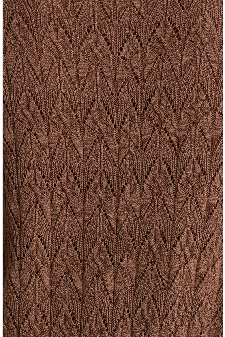 Pointelle Cover-Up Sweater Romper, Alternate, color, BROWN