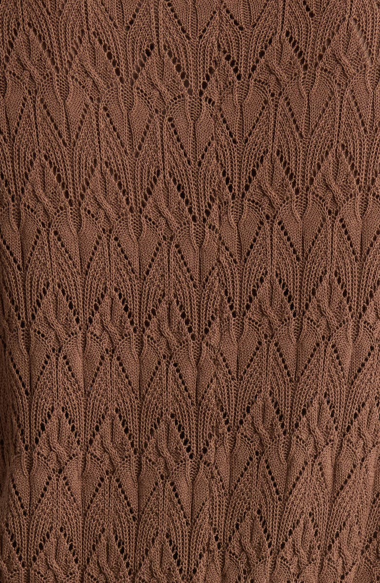 Elan Pointelle Cover-Up Sweater Romper, Alternate, color, Brown