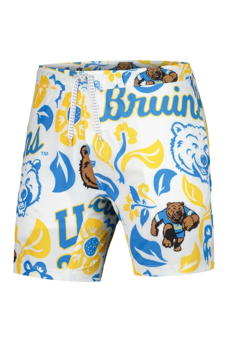 Men's Wes & Willy  White UCLA Bruins Vault Tech Swimming Trunks, Alternate, color, White