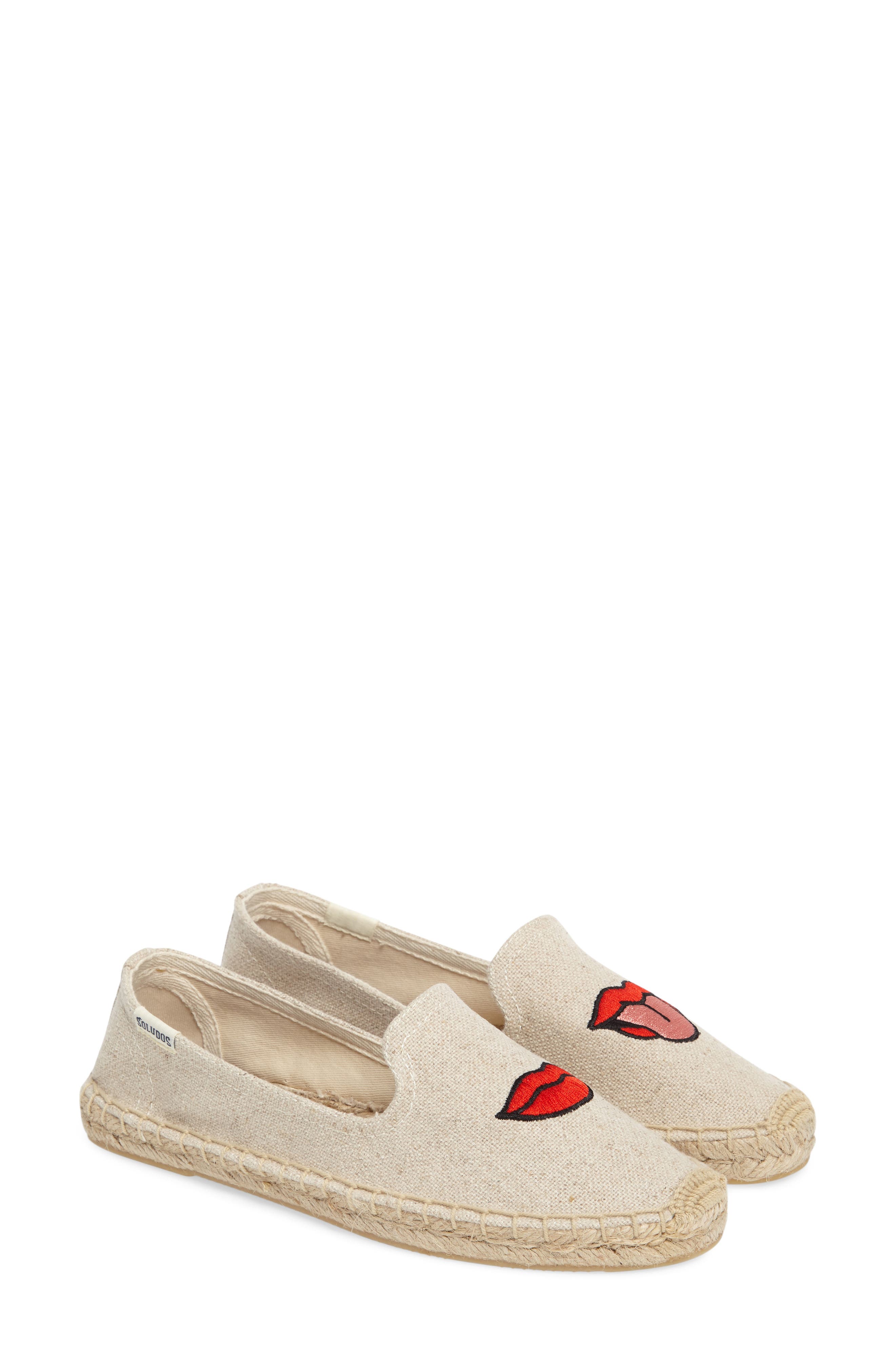 Soludos Lip Embroidered Espadrille, Alternate, color, 