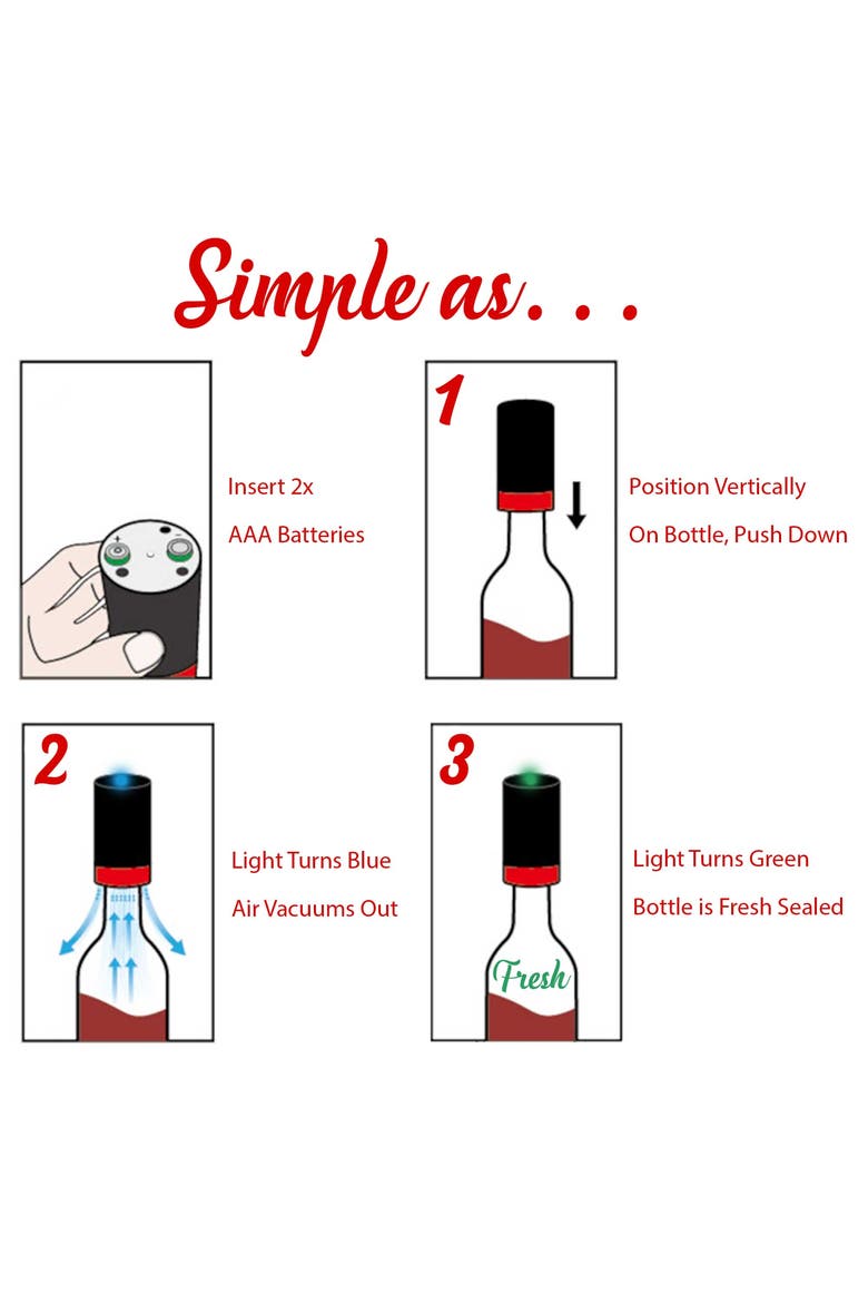 Portable Automatic Vacuum Wine Preserver Black, Alternate, color, Black