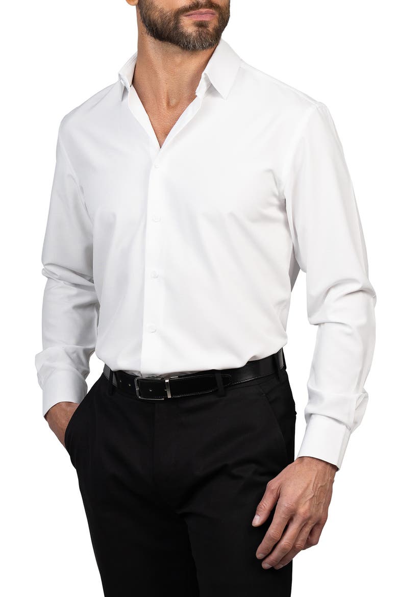 Trim Fit Dress Shirt, Alternate, color, WHITE