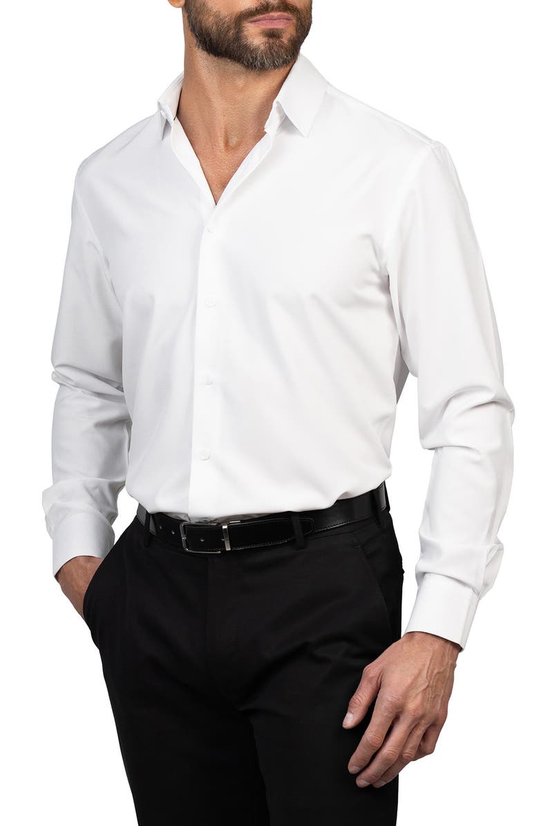 Eddie Bauer Trim Fit Dress Shirt, Alternate, color, White