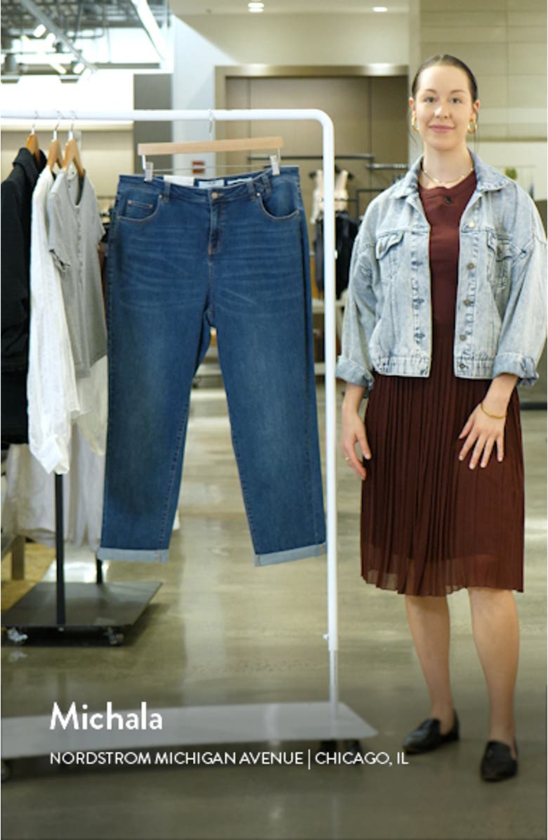 Cuff Straight Leg Girlfriend Jeans, sales video thumbnail