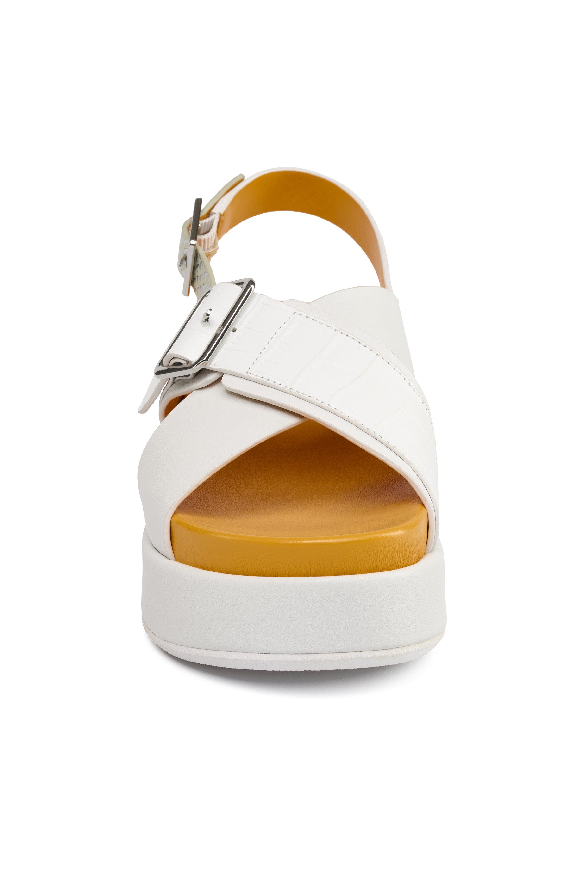 Bin Leather Cross Strap Platform Sandal, Alternate, color, White-Combo