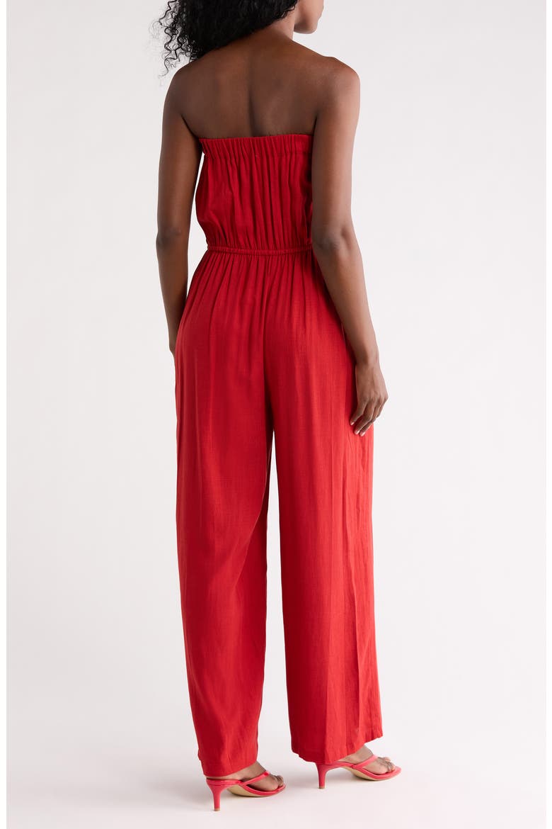 Strapless Wide Leg Cover-Up Jumpsuit, Alternate, color, RED FALLS