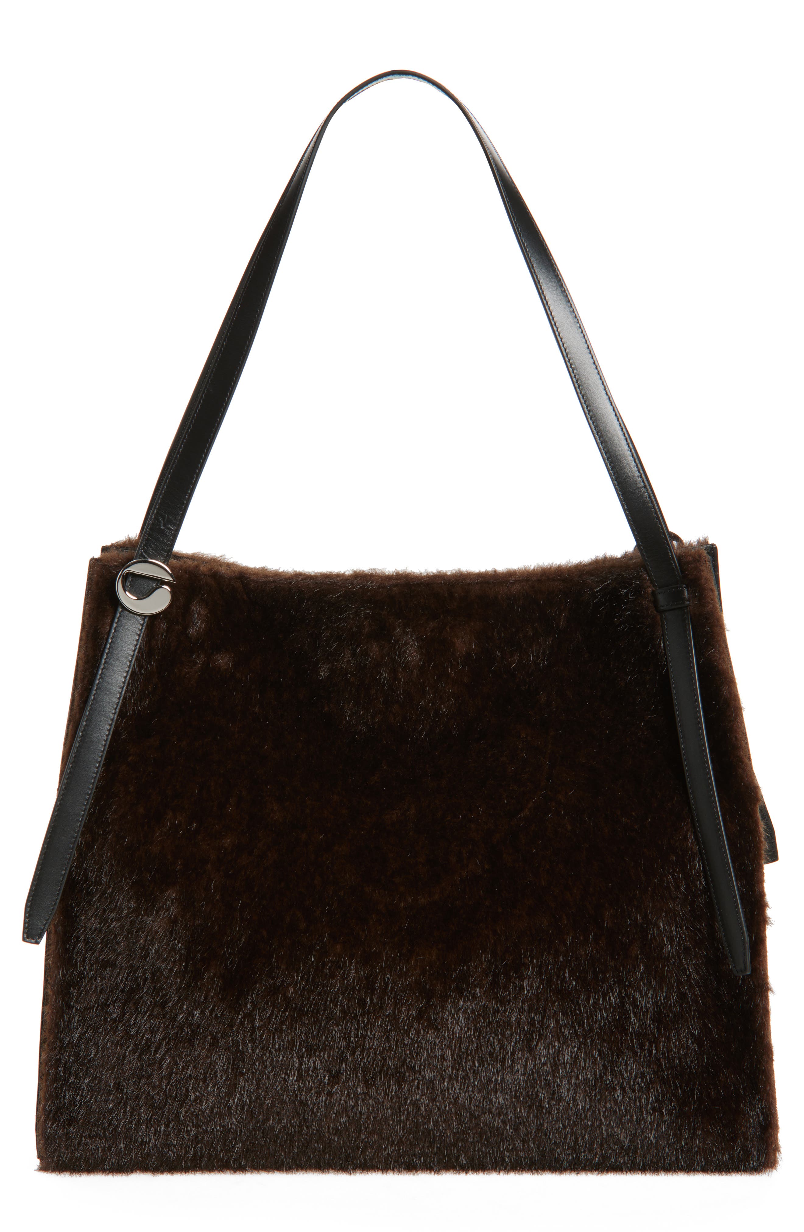 Coperni Belt Faux Fur Tote, Main, color, Brown Brown
