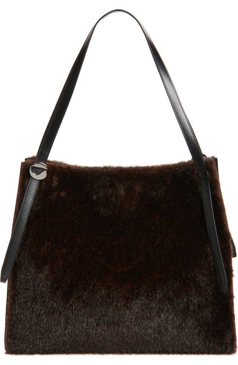 Coperni Belt Faux Fur Tote, Main, color, Brown Brown