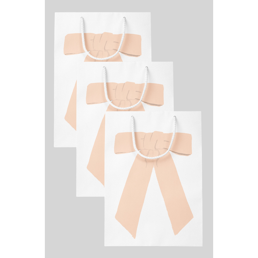 Joy Paper Co. Bow Gift Bag Set of 3 in White /Peach  product