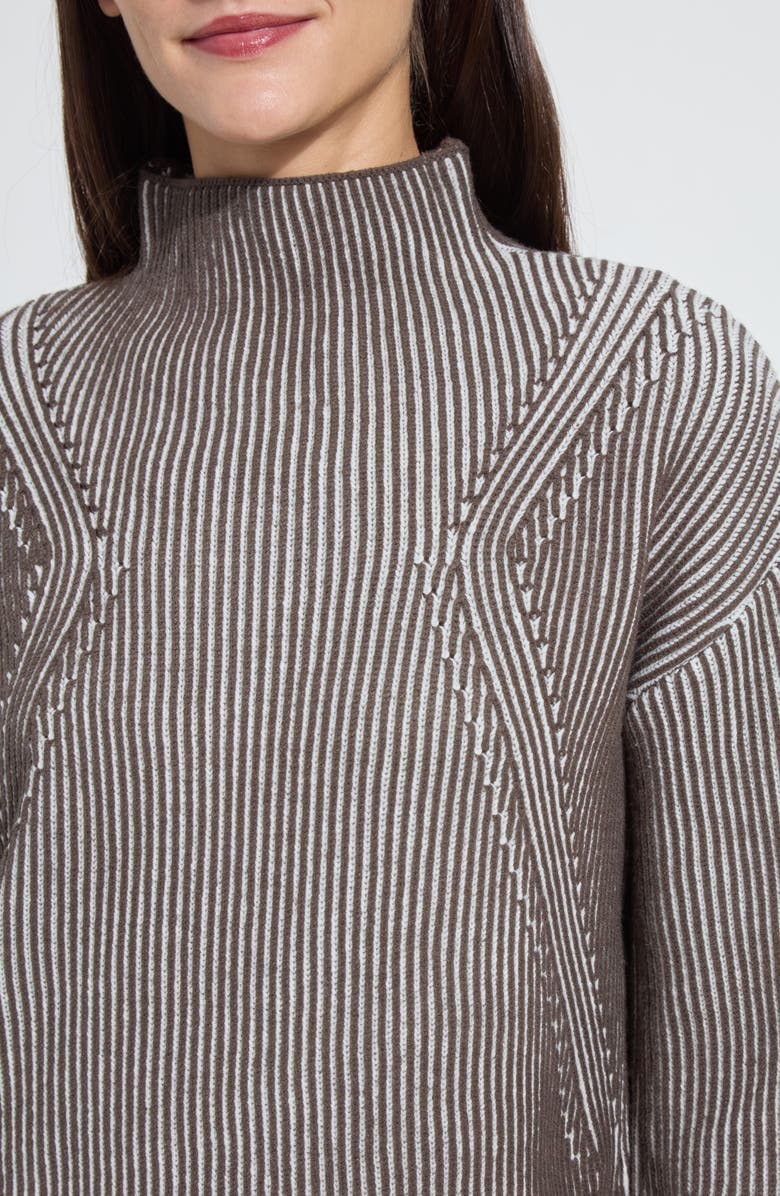 Lysse Hyacinth Rib Sweather, Alternate, color, Americano/ Snow White