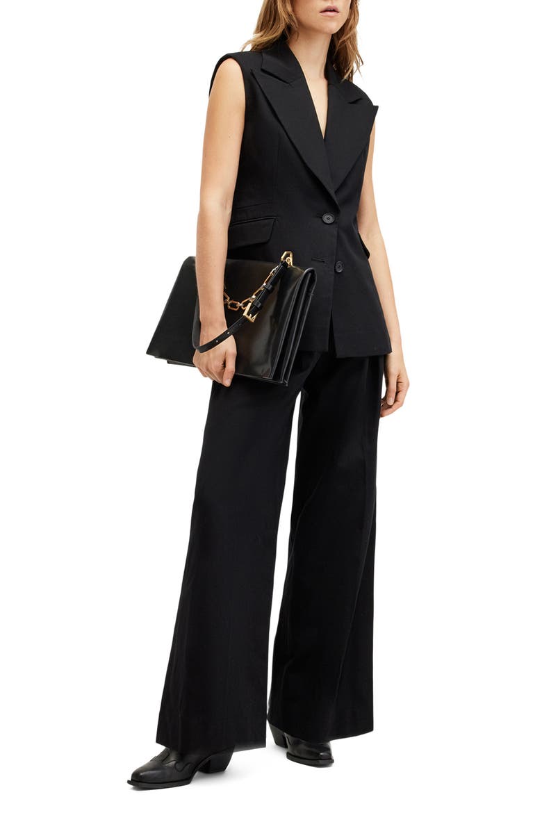 Hally Pleat Front Wide Leg Pants, Alternate, color, BLACK