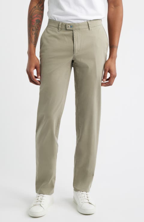 Fabio IDX Flat Front Modern Fit Cotton Blend Chinos