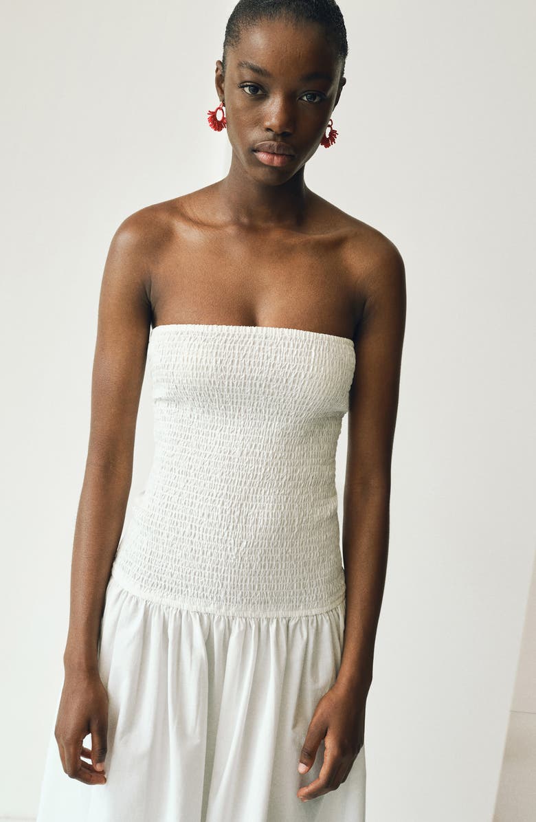 MANGO TEEN Strapless Maxi Dress, Alternate, color, Off White