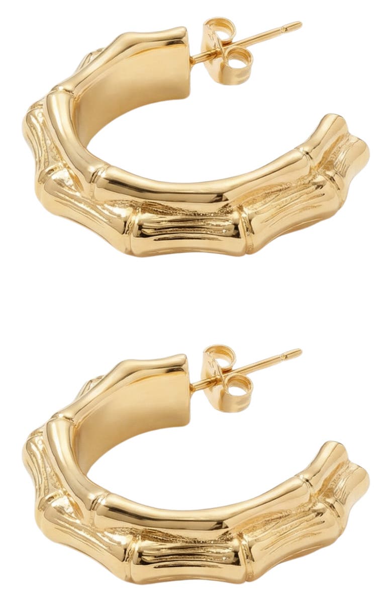 ARGENTO VIVO Chunky Bamboo Hoop Earrings, Alternate, color, Gold