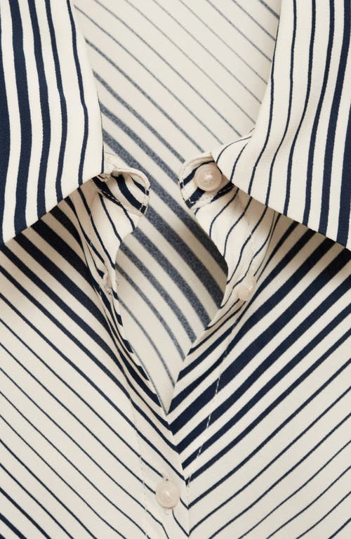 Mango Stripe Flare Sleeve Button-up Shirt In Off White