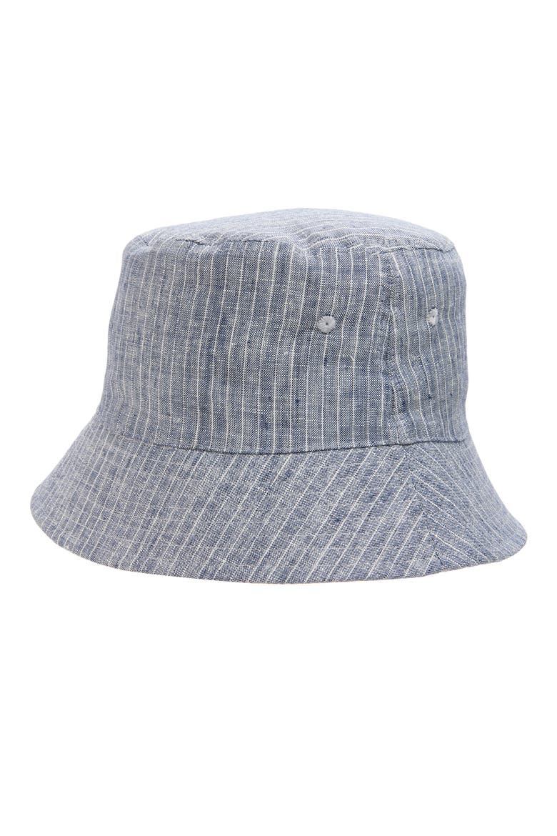 Stripe Slub Chambray Bucket Hat, Main, color, NAVY