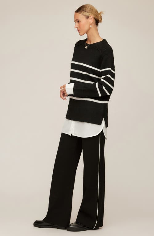 Karen Kane Contrast Piped Wide Leg Pants In Black