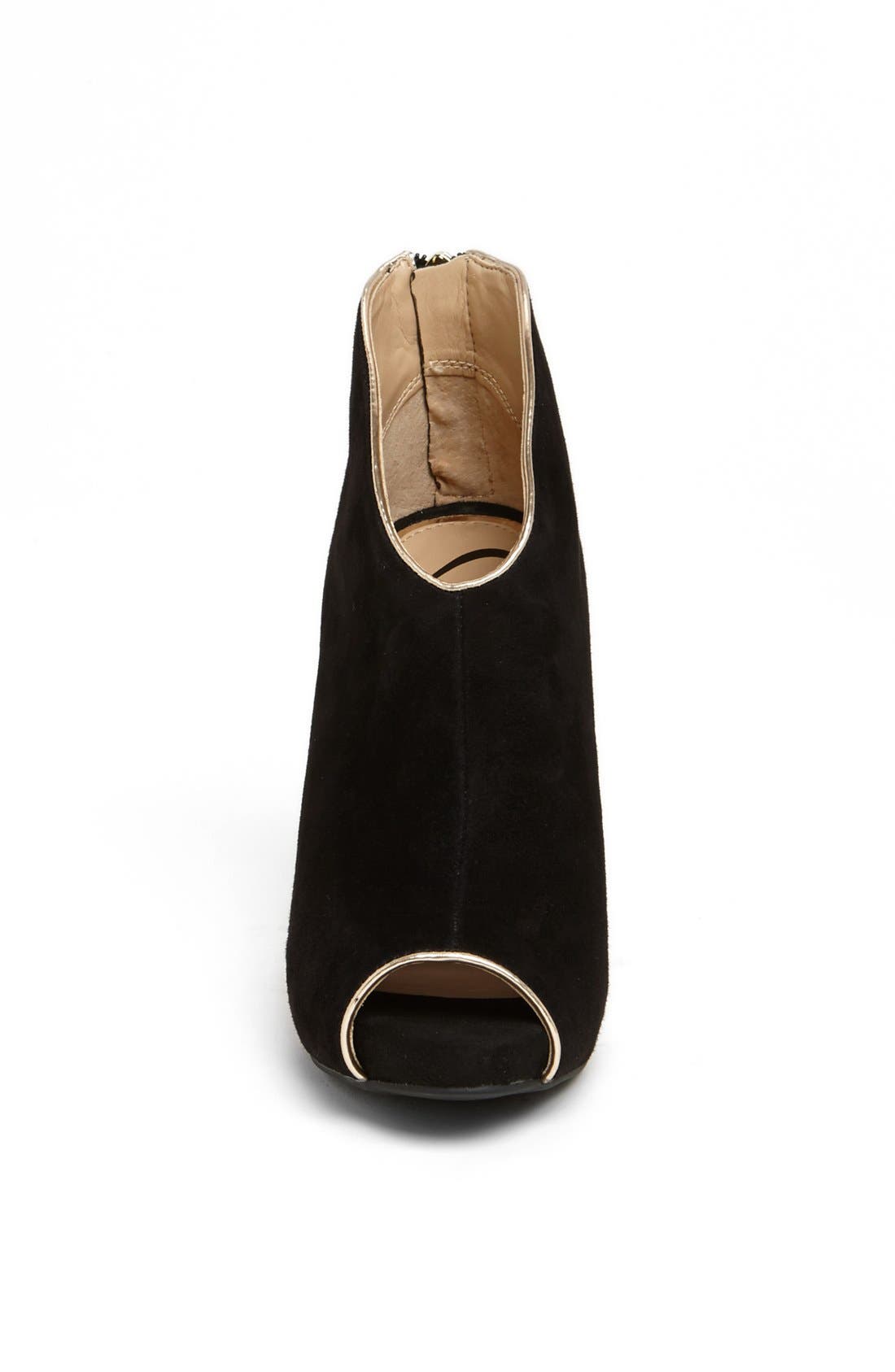 'Abbear' Peep Toe Bootie, Alternate, color, BLACK SUEDE