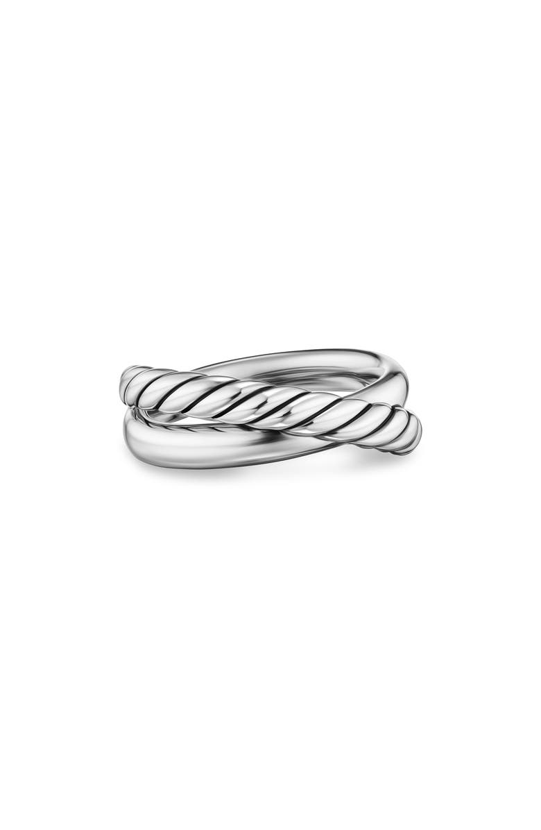 David Yurman Crossover Two Row Ring in Sterling Silver, 7.4mm, Alternate, color, Silver