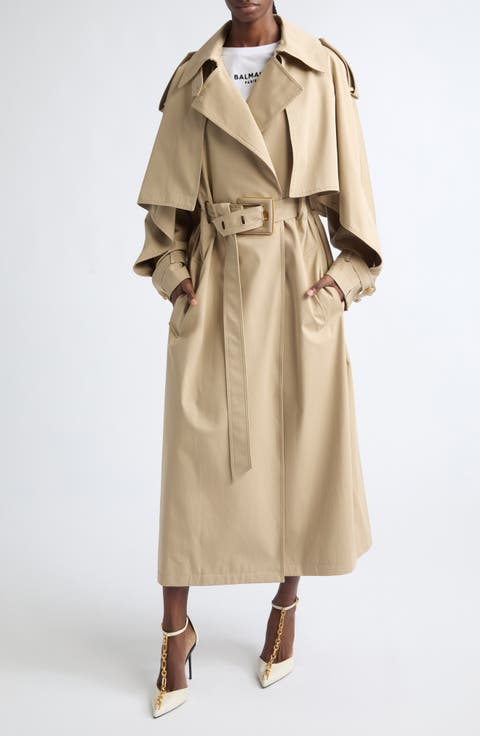 Belted Cotton Gabardine Trench Coat