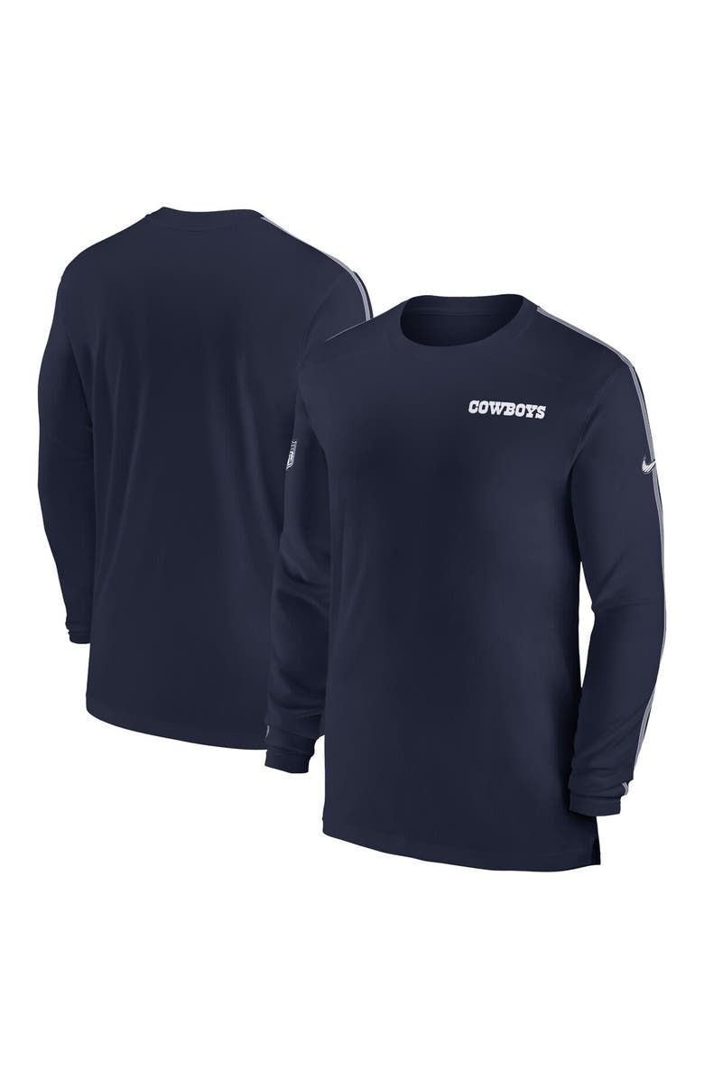Nike Men's Nike Navy Dallas Cowboys Sideline Coach UV Performance Long Sleeve T-Shirt, Main, color, Navy