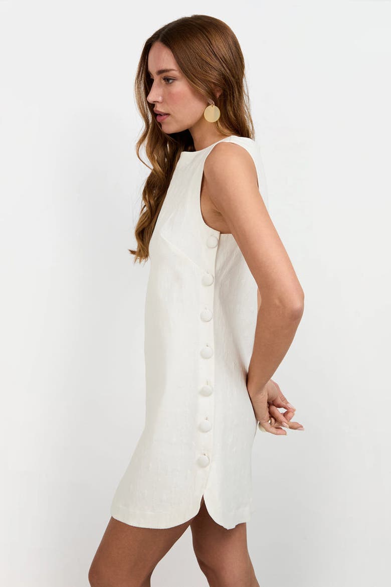 Atina Button Side Mini Dress, Alternate, color, Whitewash