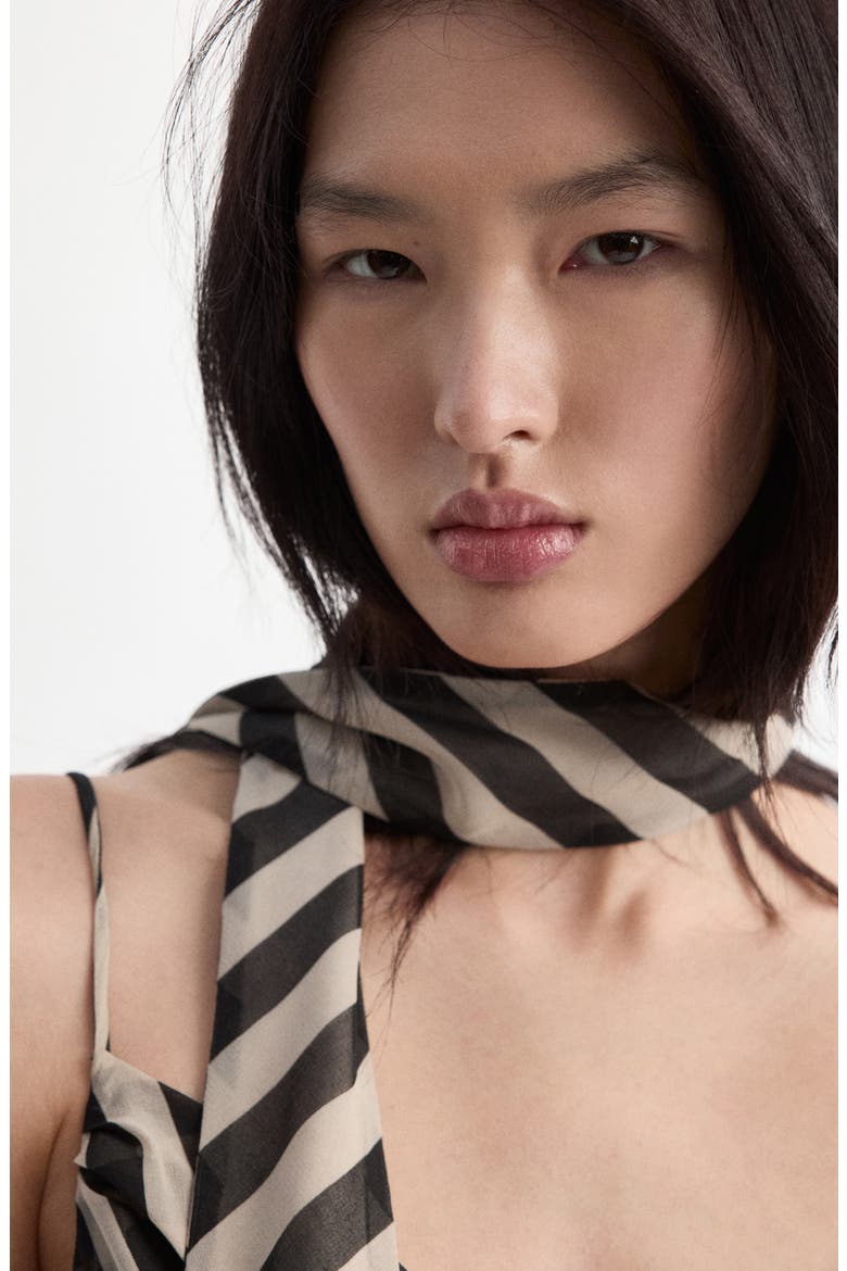 Stripe Slipdress & Scarf, Alternate, color, ECRU