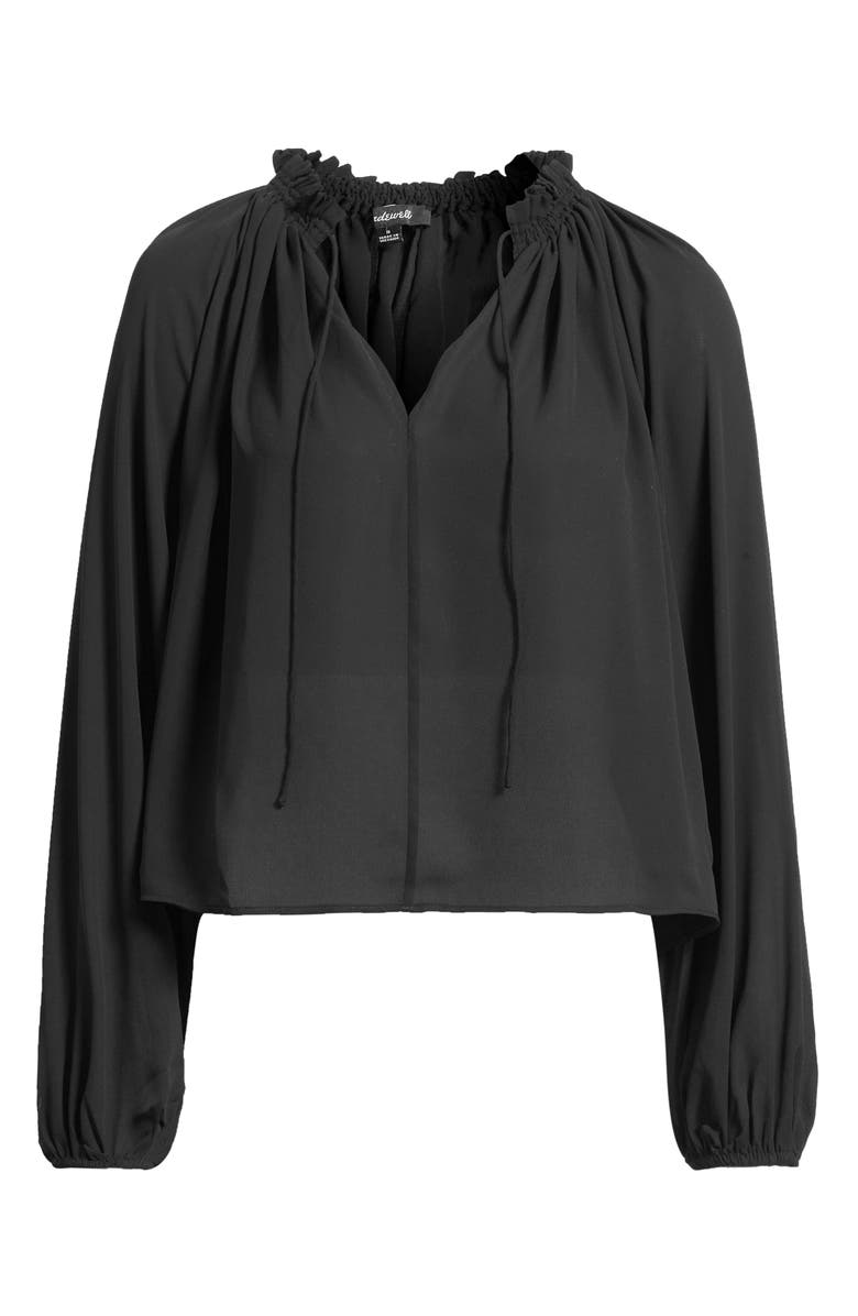 Madewell Long-Sleeve Tie-Neck Top, Alternate, color, Jet Black