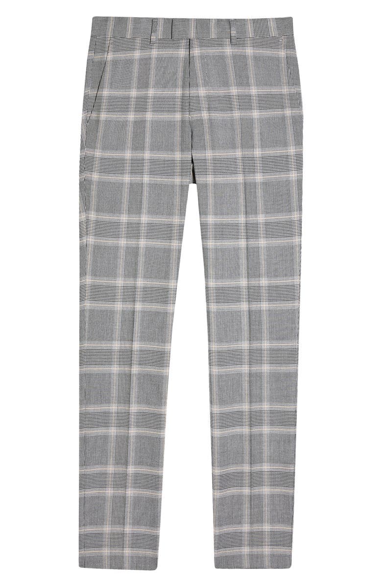 Topman Kenny Super Skinny Plaid Crop Dress Pants, Alternate, color, 