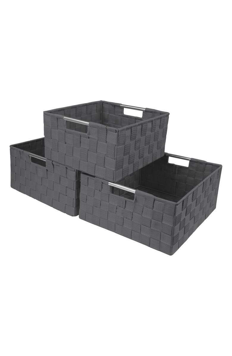 SORBUS Gray Woven 3-Piece Basket Set, Main, color,