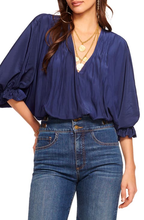 Vina Balloon Sleeve V-Neck Top