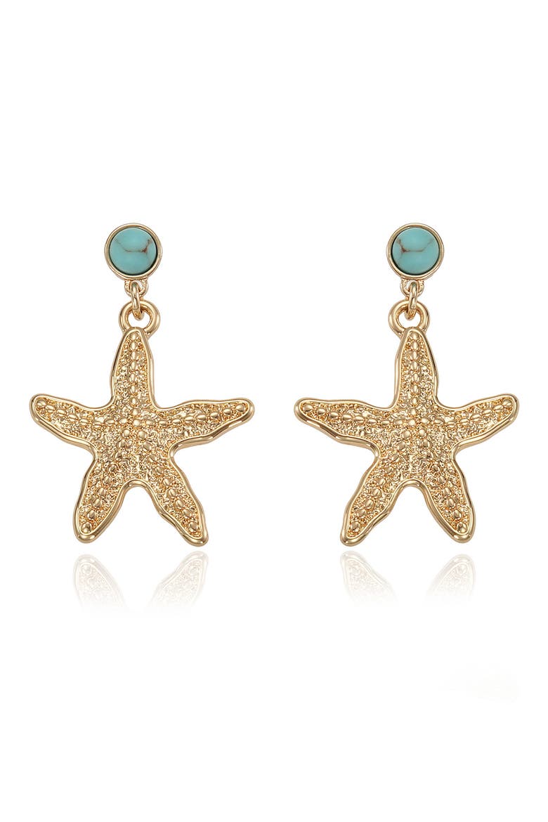 Starfish Drop Earrings, Alternate, color, TURQUOISE