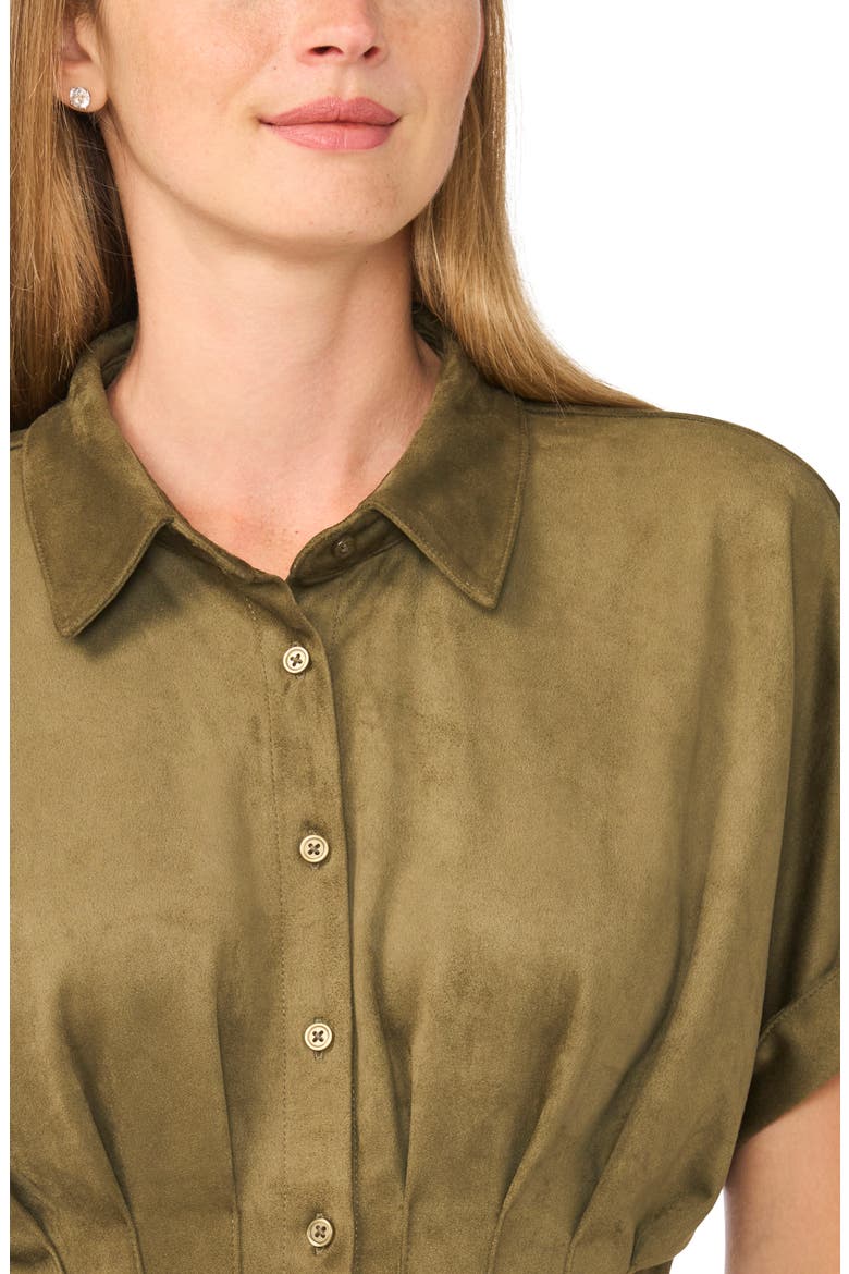 Gathered Faux Suede Top, Alternate, color, LUXE OLIVE
