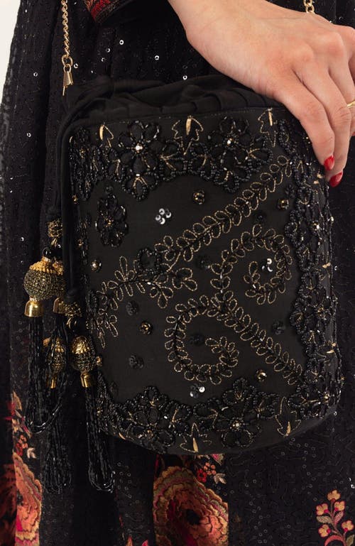Raas Ravina Embroidered Bucket Bag In Black